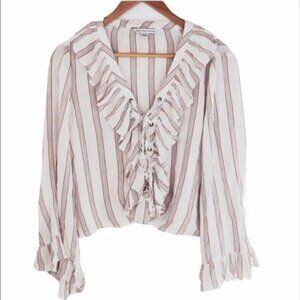American Eagle AE Ruffle Bell Sleeve Lace Up Top